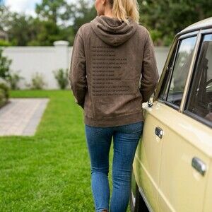 $275 The Kooples Hoodie Womens Size S Brown Washed Graphic Pullover Streetwear